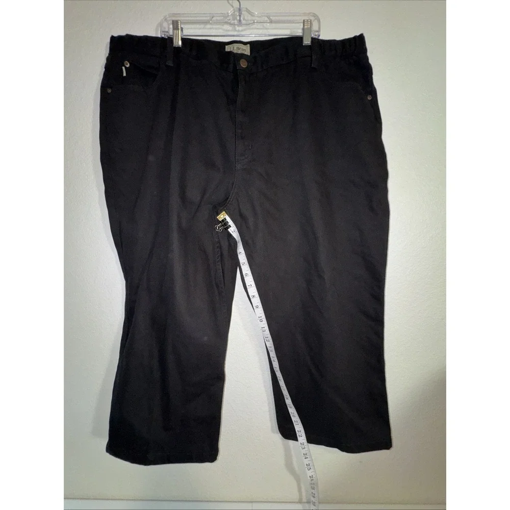 LL Bean Men's Jeans Comfort Waist Black Size 46X23 Hemmed Stretch Short Inseam